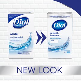 Dial Dial Antibacterial Bar Soap, Refresh & Renew, White, 4 oz, 32 Bars