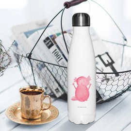 Mr. & Mrs. Panda Axolotl Hurra Thermos Flask, Gift, Stainless Steel, Newt, Lurche, Thermal Flask, Water Bottle, Lurch, Joy, Insulated Flask