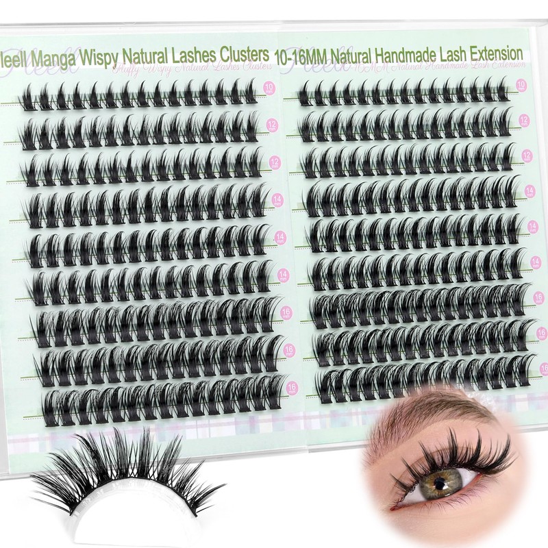 Pleell Manga Lash Clusters Anime Spiky Eyelash Clusters 270Pcs Individual