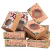Cabilock 12pcs Christmas Cookie Boxes Packaging Kraft Paper Candy Boxes