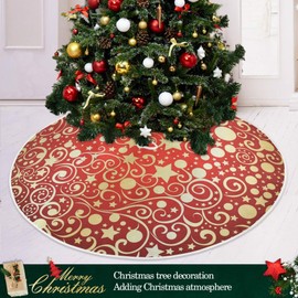 ALAZA Gold Christmas Tree Skirts Pattern Small Wicker Xmas Tree Skirt Christmas Tree Mat For New Years Decorations Holiday Home Decor