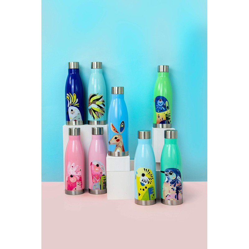 Maxwell & Williams JR0010 Pete Cromer Insulated Water Bottle, Budgerigar