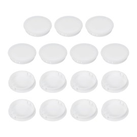 PATIKIL 60 mm/2-3/8" Plastic Hole Plugs, 15 Pack Flush Type Round Plug Snap in Hole Panel Tube Kitchen Cabinet Furniture Fencing Post Pipe Insert End Caps, White