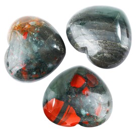 Nupuyai Africa Bloodstone Heart Palm Worry Stone for Chakra Reiki, Healing Crystal Love Stone for Home Decoration 45mm