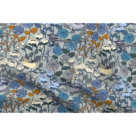 Spoonflower Fabric - Winter Garden Birds Flowers Snow Day Floral Silver Landscape Botanical Printed on Upholstery Velvet Fabric Fat Quarter - Upholstery Home Decor Bottomweight Apparel