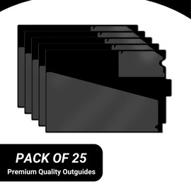 Doctor Stuff - Center Tab Vinyl Outguides, Diagonal Cut Front Pocket, Top Charge Out Slip Pocket, Plastic File Folder, Letter Size 9" x 13-1/4", Black, 25/Box