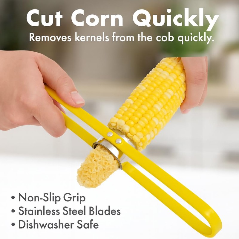 HIC Kitchen Quick Corn Cutter Stripper, Stainless Steel Blades
