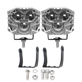 HENGTUAOTO - Luces LED de 2.5 pulgadas de tres ojos de 30 W LED de niebla/conducción/todoterreno, luces tipo cubeta, conector DT para camión, barco, ATV, camioneta UTV (2 piezas plateadas)