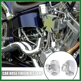 Motoforti 4pcs AN4 Hex Car Hose Finisher Flexible Rubber Pipe Clamp with Screw Band Adapter Fitting for Oil Fuel Water Tube Silver Tone Long-lasting