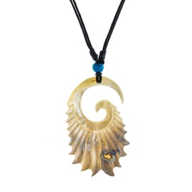 CHICNET Necklace Mother of Pearl Adjustable Cotton Shell Handmade Turquoise Stone Surfer Pendant White Brown Grey Black Wings