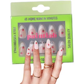 PaintLab Press-On Nails Manicure Kit, Sweet Strawberry, 24-Piece Set, Long-Lasting Fake Nails with Glue, File, Prep Pad & Cuticle Stick