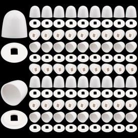64 Pieces Universal Toilet Bolt Caps, Extra Tall 1.45 Inch Round Plastic Push-On Toilet Bowl Covers with Washers, Decorative White Screw Caps for Easy Installation