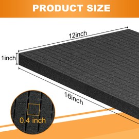 Eunice Apart Foam Insert, 6pcs Polyurethane Pre Cube Pick and Pluck Foam Sheets with Bottom Use for Boxes Cases Padding Camera, Board Game Box(16 * 12 * 1In)