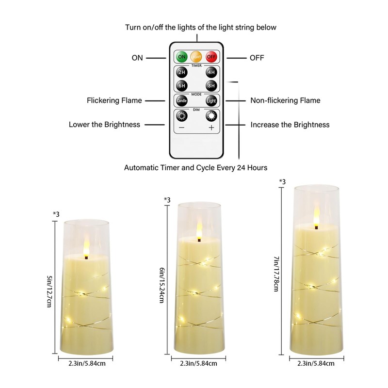 Nimiko Flickering Flameless LED Candles,Battery Operated Candles 9 Pcs with