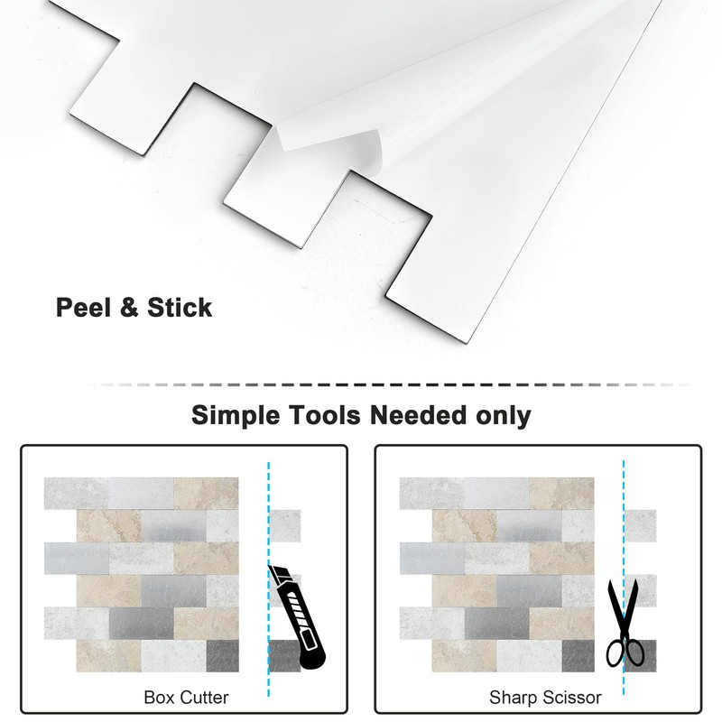 BeNice Peel and Stick Kitchen Backsplash Subway Self Adhesive Sticky