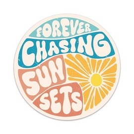 Forever Chasing Sunsets Sticker Motivational Positive Vibes Sticker Inspirational Retro Summer Travel Beach Life Waterproof Vinyl Stickers for Laptop Water Bottle Tumbler Decals Gifts for Women Men