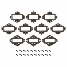 sourcing map Metal Label Holders, 55x43mm 12Pcs Vintage Lace-up Business Tag Label Frame Card Holder for Shelve File Office Library Drawer, Bronze