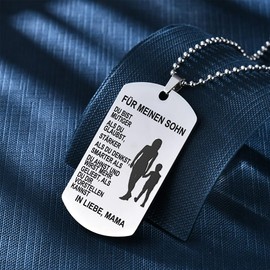 HAYOUWAY Silver Necklace Dog Tag Chains with Pendant Stainless Steel Men's Jewellery for Men Son Boys Birthday Gift from Mum Dad, Stainless Steel, Pearl