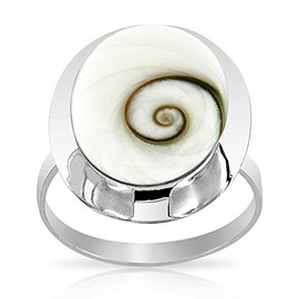 PLANETYS - 925 Sterling Silber Oval Ring Auge des Heilige Lucie - Santa Lucia - Oeil de Sainte Lucie - Shiva Eye - Größe verstellbar