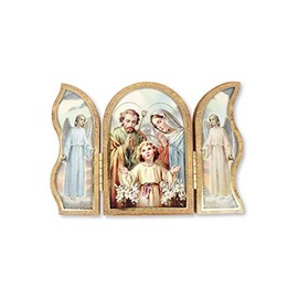 CBC Holy Family Folding Plaque or Triptych with Gold Highlights