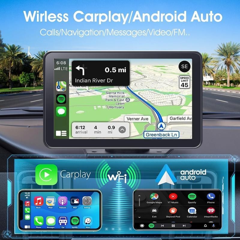 [QPJ] 2025 upgraded wireless Carplay audio with suction cup and