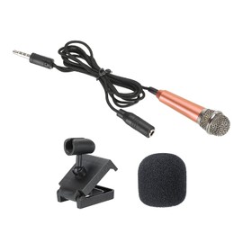 PATIKIL Mini Microphone Portable Vocal Microphone Rose Gold for Voice Recording and Singing with Mic Stand and Cover Pack of 1