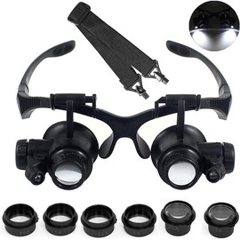 LED Head Mount Magnifier 10X 15X 20X 25X Hands-Free Magnifying Glass Headband Magnifier Visor with Light for Close Work,Jewelry,Craft,Watch,Hobby and Reading - Colour: 2.5x/4x/6x/8x/10x/15x/20x/25x