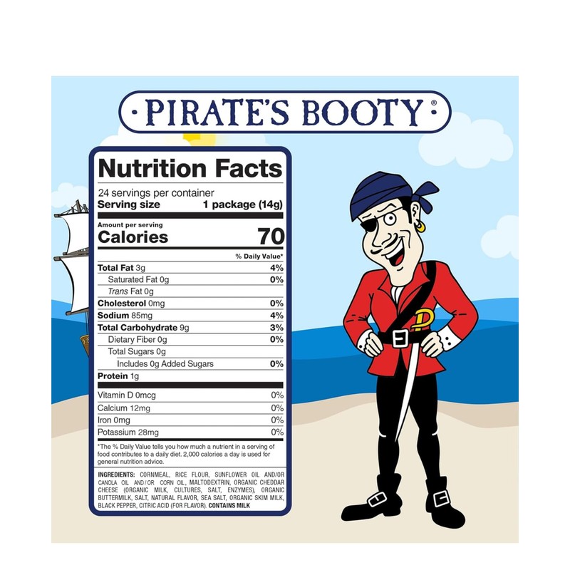 Pirate Booty, Aged White Cheddar Rice and Corn Puffs, 40