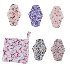 LALAFINA Panty Liner Sanitary Pad 5pcs Bamboo Super Absorbent Washable and Reusable Random Color