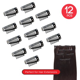Donna Wig Clips 12PCS - Hair Clips for Women, Hair Extension Clips, Hair Ties - Secure and Durable Hair Accessories for Extensions and Styling, BROWN COLOR LARGE SIZE