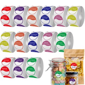 7000 PCS 1 in Removable Food Storage Labels Stickers 7 Day of The Week,Monday Friday Food Day Tags,Date Label Easy Peel Tab,Day Dots Food Labels for Bottle Containers Restaurant Kitchen Freezer