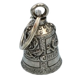 Guardian Bell USA AMGB-220 Dragon Dragon Amulet Biker Keychain Traffic Safety Amulet Bell, Pewter