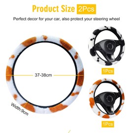 2 Plush Steering Wheel Sleeves, Elastic Steering Wheel Sleeves, Steering Wheel Decorations, Car Accessories, Non -Slip Steering Wheel Sleeves