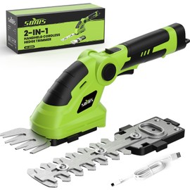 SOYUS Cordless Hedge Trimmer, 2 in 1 Electric Hedge Trimmers & Grass Shears, 7.2V Lightweight Shrub Trimmer Cordless with Battery and Charger, Ideal for Garden, Yard and Lawn - Green