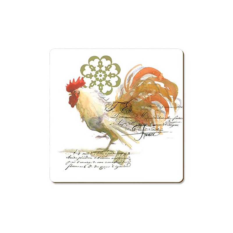 Cala Home Set of 4 Coasters - Rooster in Watercolour