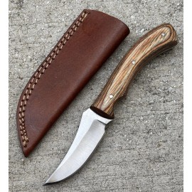 RITE-EDGE 8” Fixed Blade Knife Full Tang Wood Handle Leather Sheath Hand Forged Sharp