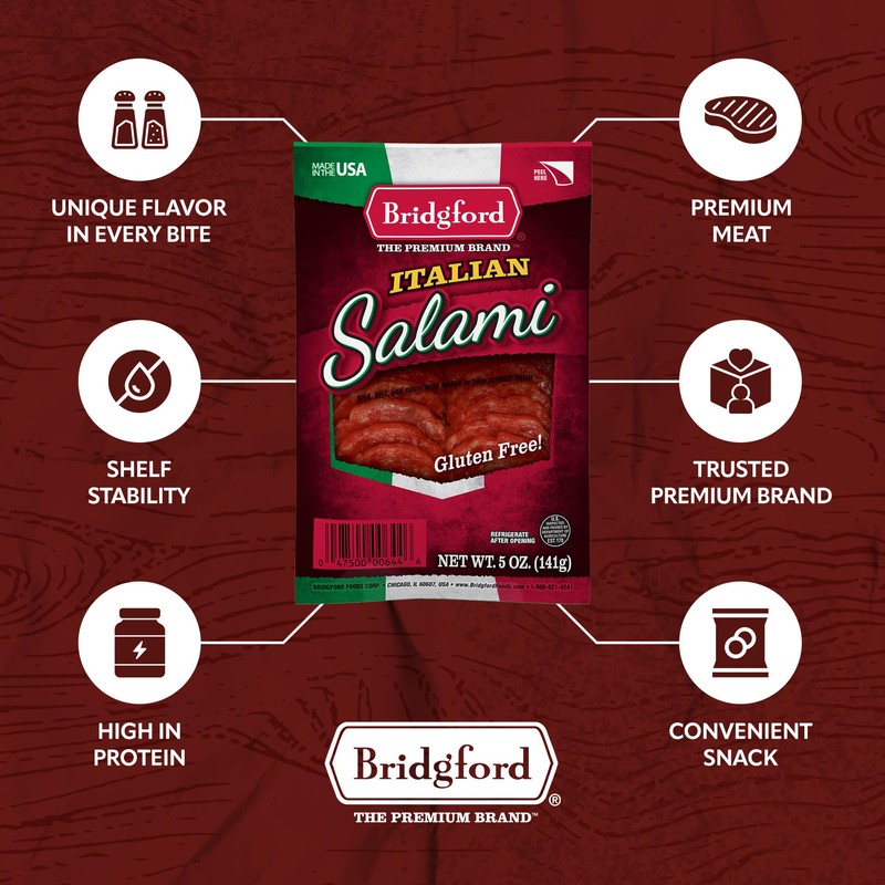 Bridgford Italian Salami 5 oz Pack of 6 - Zero