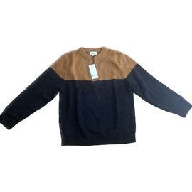 Goodfellow New Good Fellow men Warm Sweater brown blue color block crew neck size Large