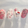 [Premium handmade embossed nail] Pink angel cat - Coffin Egg