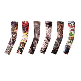 M.K ZIZZYPOP Tattoo Sleeves for Men & Women, Compression Arm Sleeves for UV Protection, Lightweight & Breathable Skin Cover (B-6pcs Multi Color Sleeves)