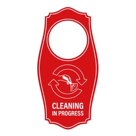 Signs ByLITA Cleaning in Progress Door Hanger - Red, 4" x 8" (3 Pack)