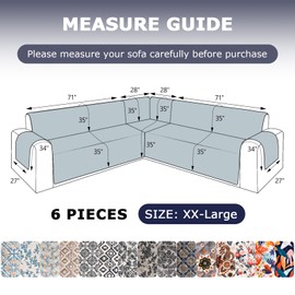 ALIECOM 100% Waterproof Sectional Couch Covers L Shape Sofa Slipcovers Corner Sectional Sofa Cover Washable Printed Dog Pet Friendly U Shaped Furniture Protector with Pocket (Tropical Leaf, XX-Large)