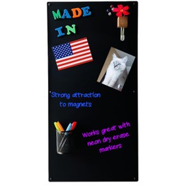 Large Magnetic Board for Wall - Magnet Display Board - Magnetic Bulletin Board - Dry Erase Memo Board- Made in USA (Matte Black, 15" Wx30 L)