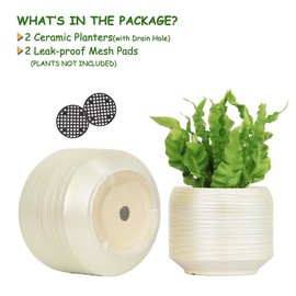 Bestseler 8 Inch + 6 Inch Ceramic Plant Pots Indoor with Drainage – Flower Pot Set, Decorative Indoor Planters for House Plants and Garden Use