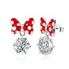 Big Red Bow Earrings Sterling Silver Red Mouse Bow Stud