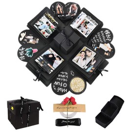 nuoshen Surprise Box, Black Creative Explosion Box DIY Gift Scrapbook for Birthday Christmas Anniversary Mother's Day Valentine's Day Marriage Proposal Wedding