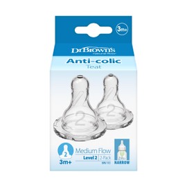 Dr. Brown's Options with Level 2 Narrow Neck Teats, Clear, 2 Count