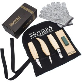 Hutsuls Wood Whittling Kit for Beginners - Razor Sharp Wood Carving Knife Set in Beautifully Designed Gift Box, Whittling Knife for Kids and Adults (8 Pieces)