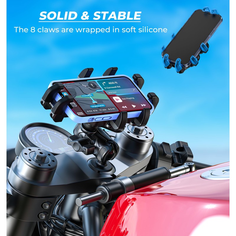 VAZESWIN Motorcycle Fork Stem Phone Mount [Vibration Dampener] Anti-Shake Motorcycle
