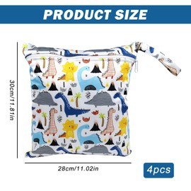 Sporgo Pack of 4 Wetbag for Nursery: 4 Styles Wet Pockets, Waterproof Nappy Bag, Wet Bag, Reusable Cloth Nappies, Wet Bags, for Baby Nappies, Swimming Pool, Beach, Travel, White, Wet pockets